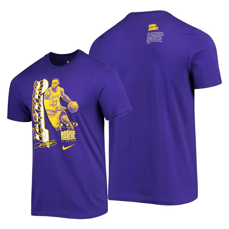 Men's Los Angeles Lakers LeBron James #23 NBA Select Series MVP Purple Basketball T-Shirt OMI3383NE